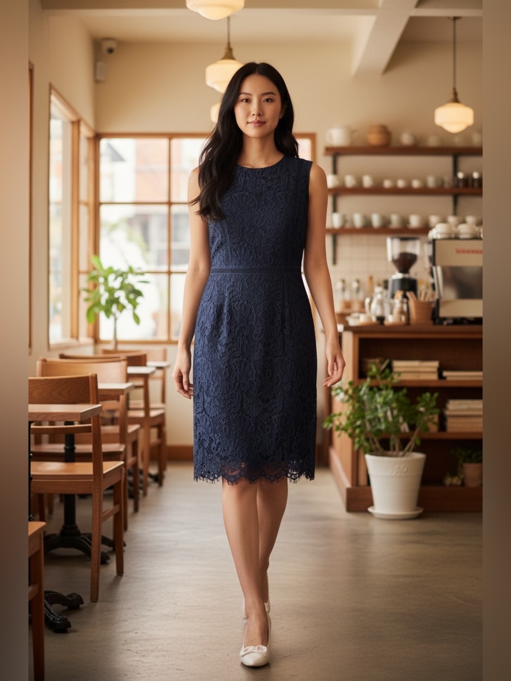 Banana Republic Sleeveless Navy Lace Sheath Dress